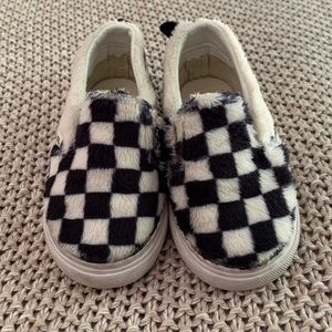 Vans LIMITED EDITION Checkerboard Furry Slip Ons